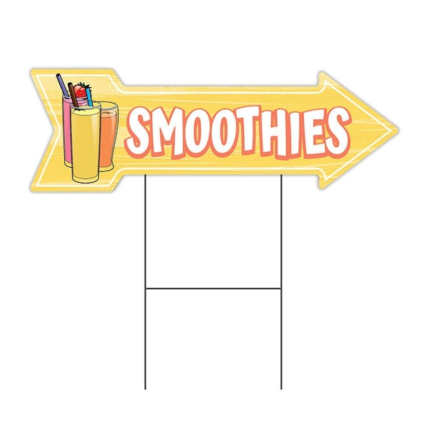 Smoothies Arrow Yard Sign Funny Home Decor 30in Wide